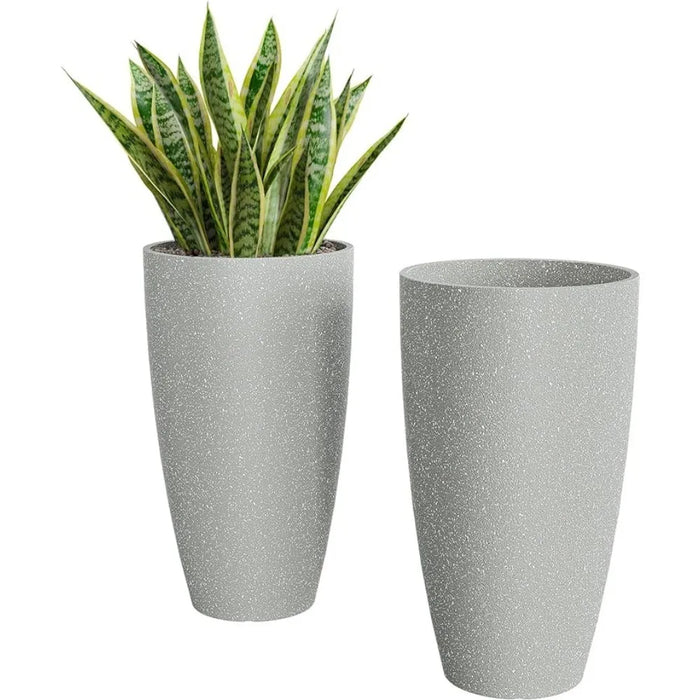Set of 2 Large Outdoor Planters for Tall Plants - Stylish Plant Pots for Front Porch and Garden