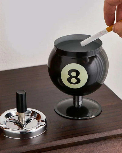 Chic Billiards-Inspired Metal Ashtray - Stylish Smoking Accessory and Decorative Accent for Home and Office