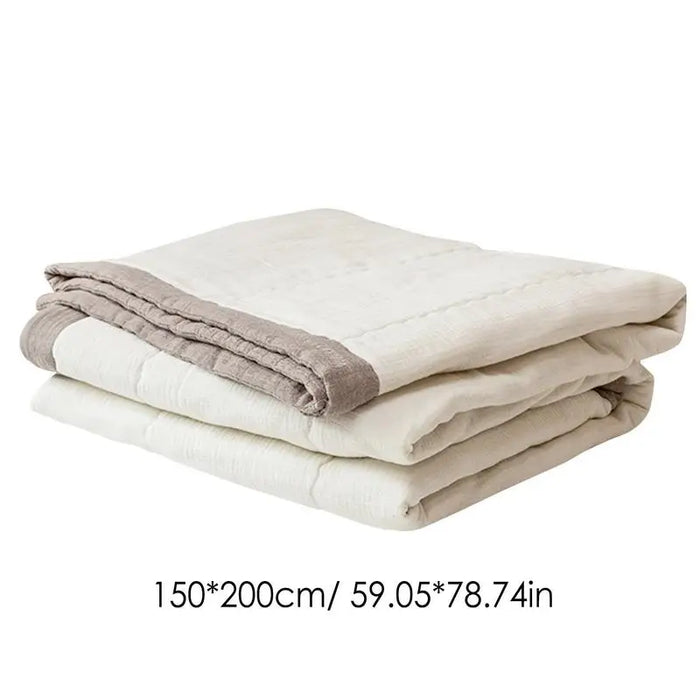 Double-Layer Lightweight Cotton Quilt - Solid Color, Reversible