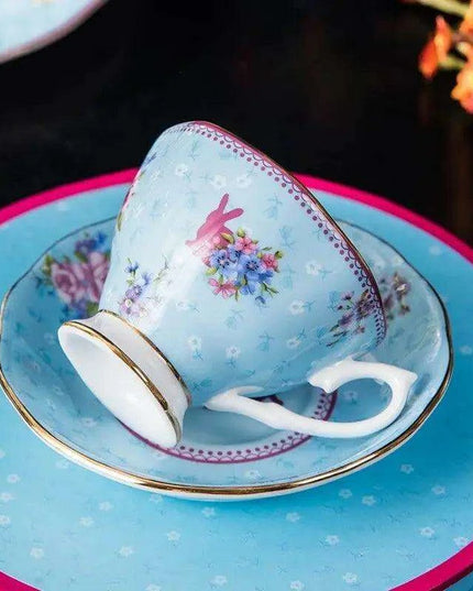 Charming Rabbit Elegance: European Royal Bone China Tea Set