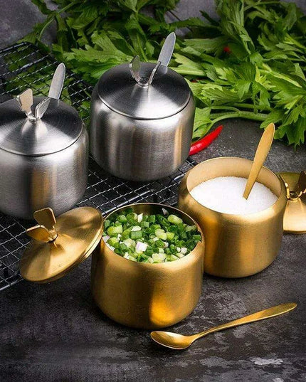 Sleek Stainless Steel Spice Organizer Set for a Contemporary Kitchen