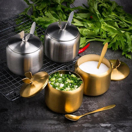 Sleek Stainless Steel Spice Organizer Set for a Contemporary Kitchen