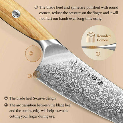 Luxury 73-Layer Damascus Steel Chef's Knife Set with Olive Wood Handles - Ideal for Gifting
