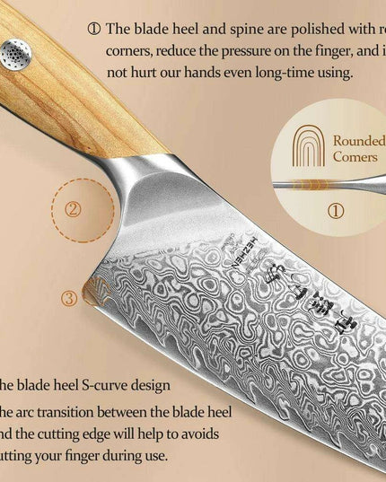 Luxury 73-Layer Damascus Steel Chef's Knife Set with Olive Wood Handles - Ideal for Gifting