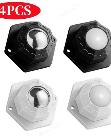 Versatile 360° Mini Swivel Caster Wheel Set - 4Pcs Stainless Steel & Nylon Adhesive Furniture Movers