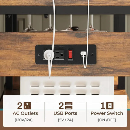 Everyday Wishes Farmhouse Coffee Bar Cabinet with Power Outlet & LED L