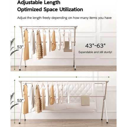 Vikaqi Premium Stainless Steel Adjustable Clothes Drying Rack with Bonus Accessories