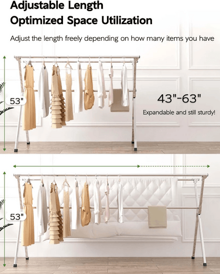 Vikaqi Premium Stainless Steel Adjustable Clothes Drying Rack with Bonus Accessories