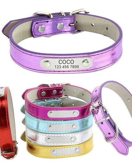 Glamorous Personalized Engraved Leather Dog Collar with Sparkling Accents