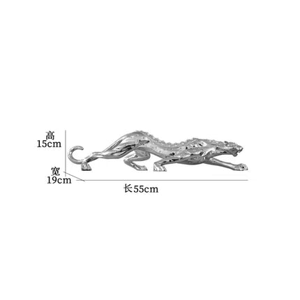 Luxury Resin Leopard Statue — Diamond Embellished, Gold or Silver, Two Sizes