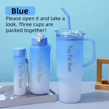 Shop1103833289 40oz Gradient Color Portable Cup Set with Straw, 3-Piec