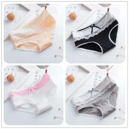 Elegant Lace Briefs Set for Teens – 4-Pack Comfort Underwear for Ages 9-20