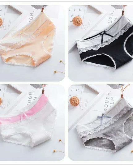 Elegant Lace Briefs Set for Teens – 4-Pack Comfort Underwear for Ages 9-20