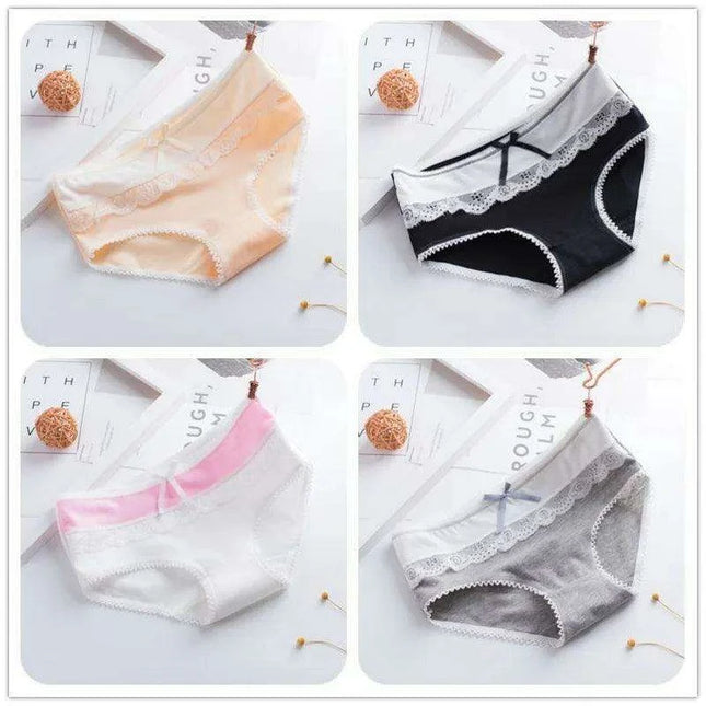 Elegant Lace Briefs Set for Teens – 4-Pack Comfort Underwear for Ages 9-20