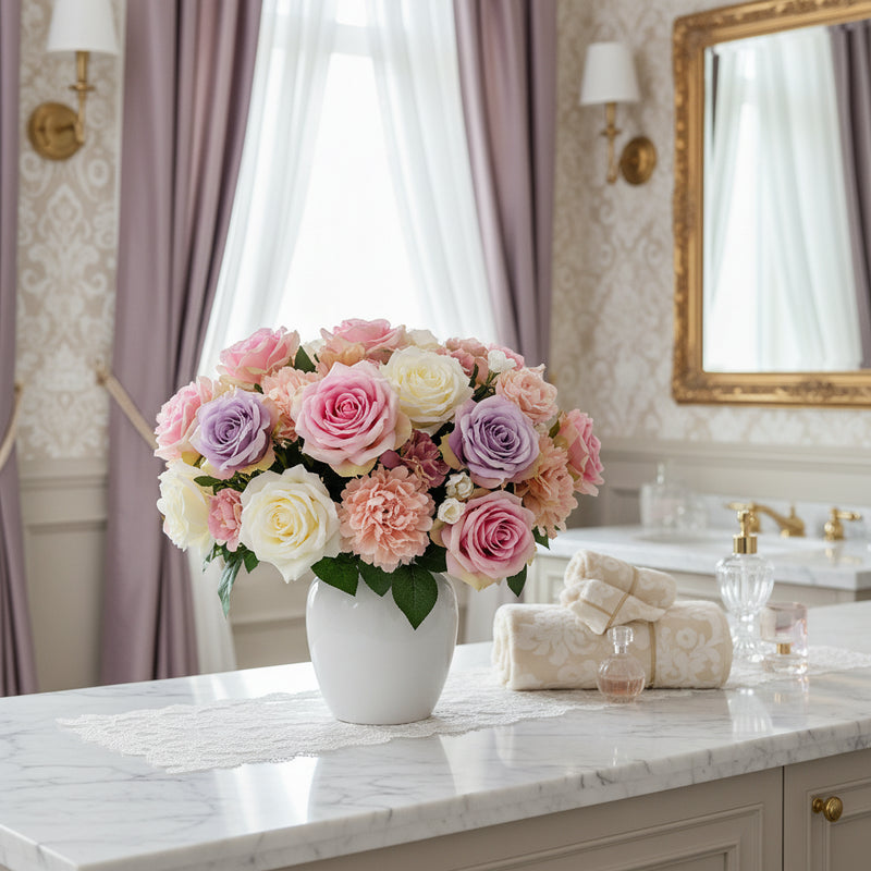 Silk Rose Flower Row Table Centrepiece