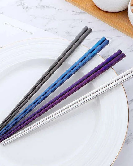 Sleek and Sturdy Stainless Steel Chopsticks - Ergonomic Non-Slip Grip for Sushi and Asian Cuisine