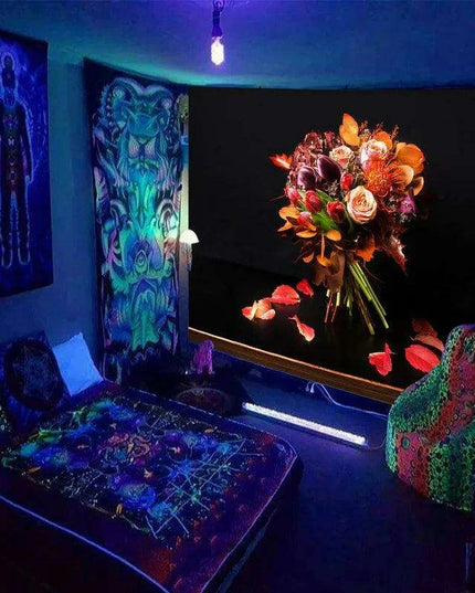 Celestial Dreamscape Astronaut Glow-in-the-Dark UV Tapestry - Captivating Home Decor Piece