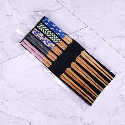 Eco-Friendly Bamboo Chopsticks Set - 5 Pairs for Sushi and Asian Delicacies