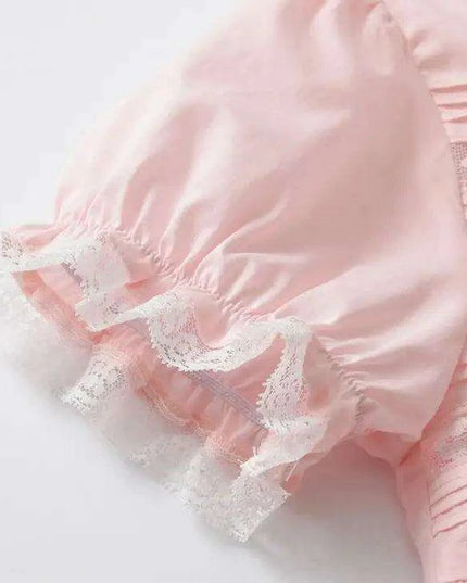 Delightful Baby Girls' Summer Lace Dress with Fun Bubble Sleeves and Exquisite Embroidery