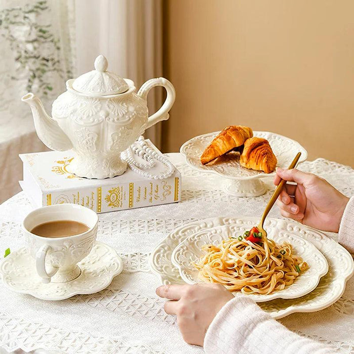 Elegant Palace Relief Ceramic Tea and Coffee Collection for Discerning Connoisseurs