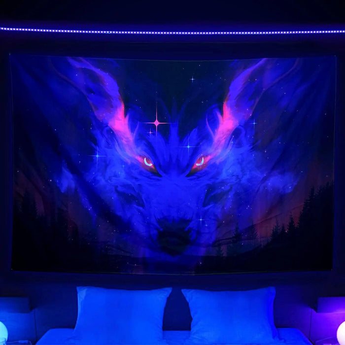 Vibrant Neon Anime Punk Tapestry - Illuminate Your Room with Fluorescent Artistry