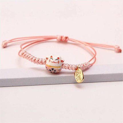 Lucky Cat Beaded Bracelet - Adjustable Harajuku Fashion Statement for Trendy Girls
