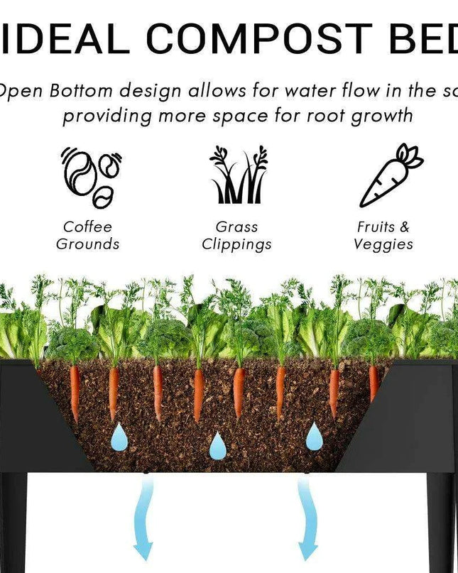 Elevated Galvanized Steel Mobile Garden Planter with Storage and Wheels