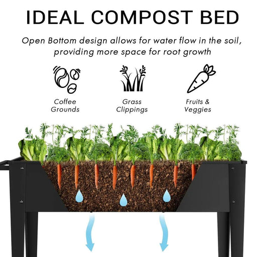 Elevated Galvanized Steel Mobile Garden Planter with Storage and Wheels