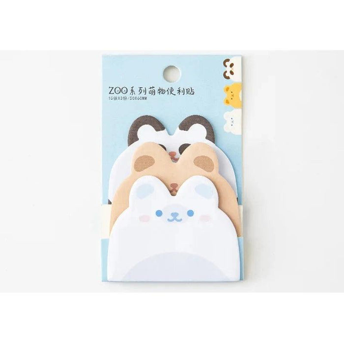 Playful Animal Memo Pads - Cute Cat and Rabbit Sticky Notes for Office and School