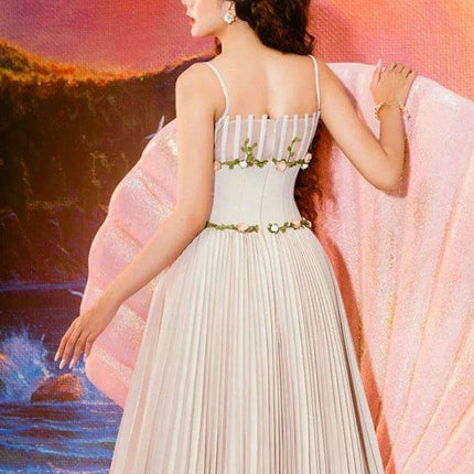 Stylish Pleated Camisole Dress with Floral Details