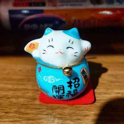 Charming Japanese Ceramic Lucky Cat Daruma Figurine for Home Decor and Gifting