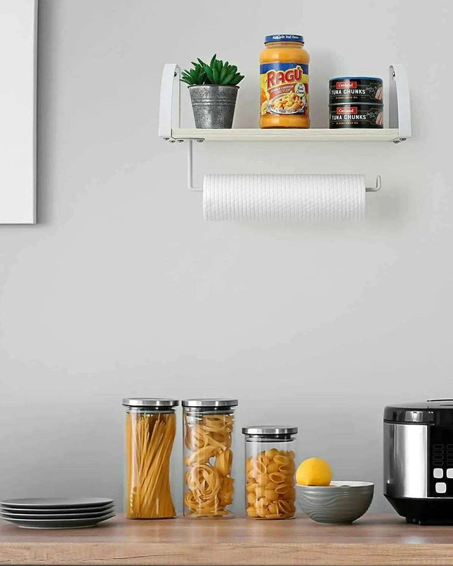 Rustic Wall-Mounted Organizer with Towel Rack and Shelf Storage