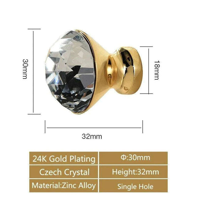 Luxurious Gold and Crystal Cabinet Pulls - Exquisite Design and Lasting Quality
