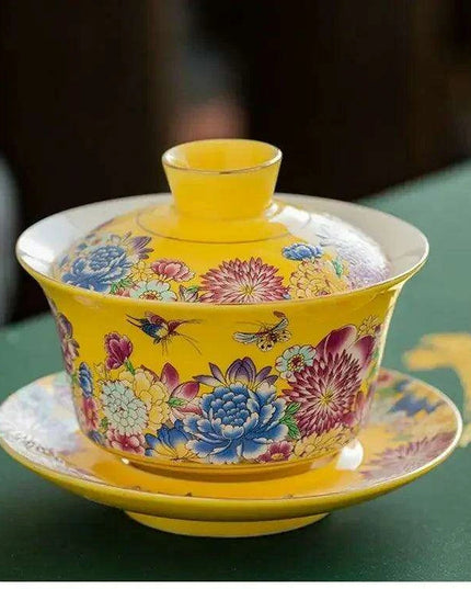 Vibrant Artisan Ceramic Kung Fu Tea Ceremony Set with Infuser and Teapot for an Enchanting Tea Experience