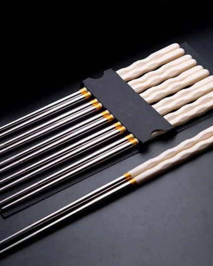 Stylish Anti-Slip Stainless Steel Chopsticks for Sushi and Asian Dishes - Ideal for Home and Restaurant Use