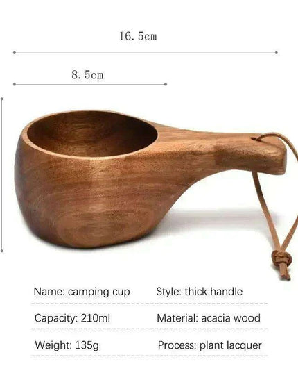 Artisan Acacia Wood Adventure Mug with Stylish Rope Handle - Your Unique Outdoor Drinkware