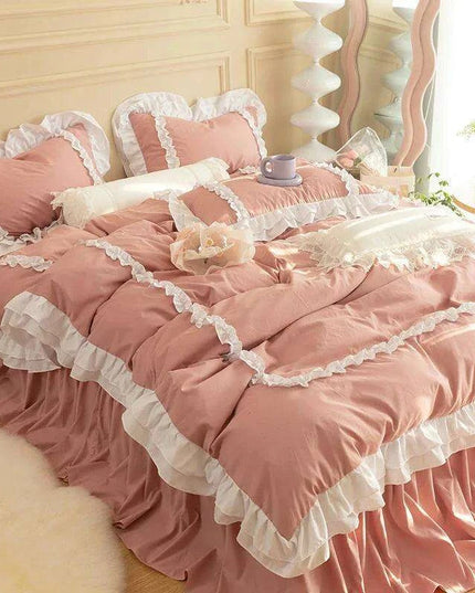 Sumptuous Korean-Style Washed Cotton Bedding Ensemble with Elegant Envelope Pillowcase Design