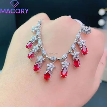 New Natural Ruby Necklace 925 Sterling Silver High Jewelry Contains Certificate 4x6mm Certified new-natural-ruby-necklace-925-sterling-silver-high-jewelry-contains-certificate-4x6mm-certified
