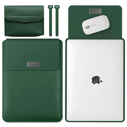 Elegant 13-inch PU Leather MacBook Air Pro Sleeve Set with Medium Bag & Cable Organizers