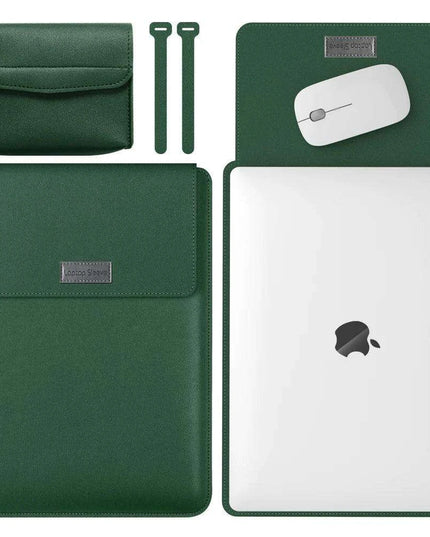 Elegant 13-inch PU Leather MacBook Air Pro Sleeve Set with Medium Bag & Cable Organizers