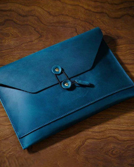 Retro Cowhide Leather Laptop Sleeve with Multi-Functional Storage