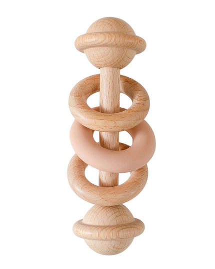 Eco-Friendly Handmade Crochet Baby Rattle with Wooden Teether