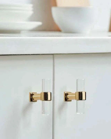 Luxurious Gold Acrylic Drawer Handles with Crystal Detailing - Chic Cabinet Pulls
