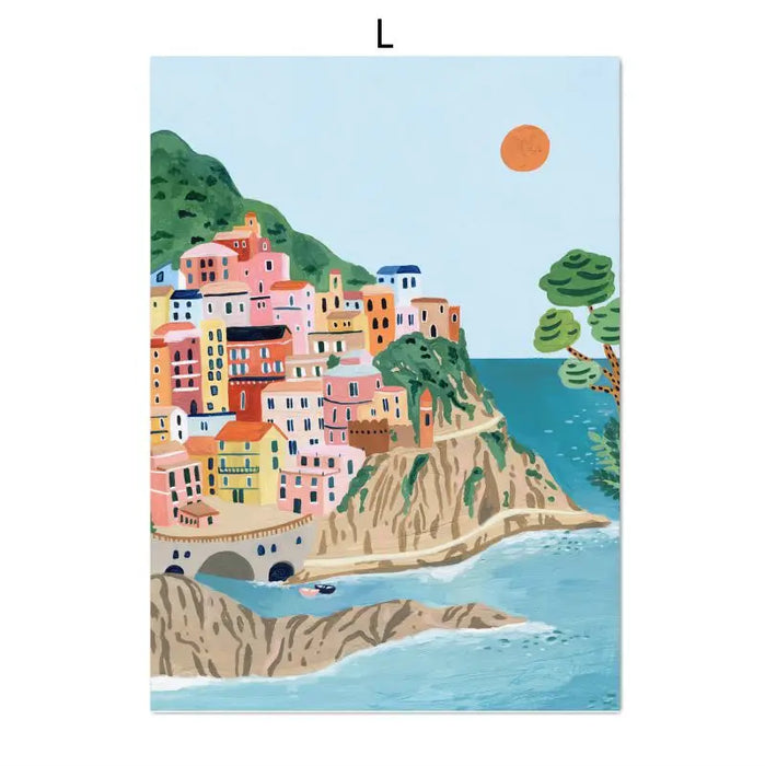 Tranquil Italian Coastal Beauty Art Print - Serene Wall Decor for Elegant Interiors