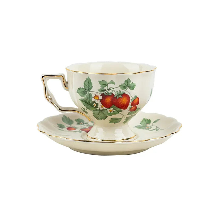 Elegant Bone China Tea and Coffee Set with Intricate Gold Floral Design - Includes Teapot and Cups