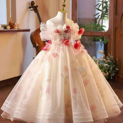 Elegant Children's Appliqued Evening Gown for Special Occasions