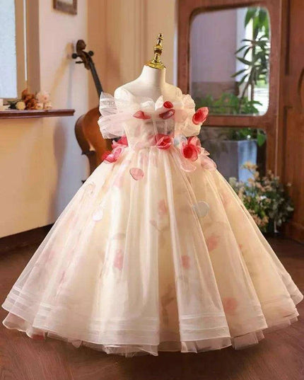 Elegant Children's Appliqued Evening Gown for Special Occasions