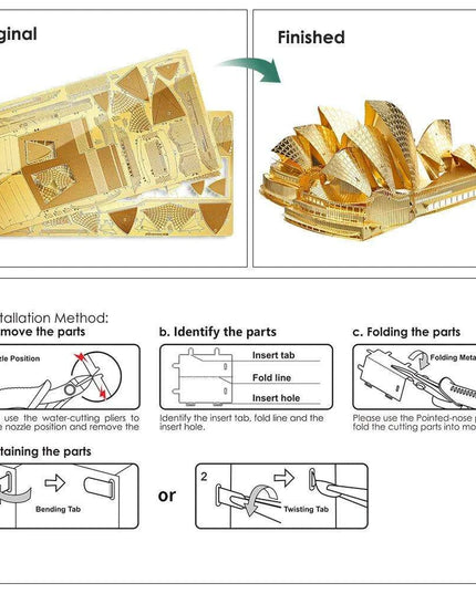 Sydney Opera House 3D Metal Puzzle Kit - Elegant DIY Model for Creative Minds