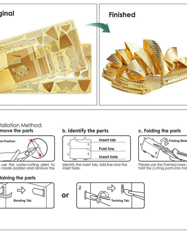 Sydney Opera House 3D Metal Puzzle Kit - Elegant DIY Model for Creative Minds