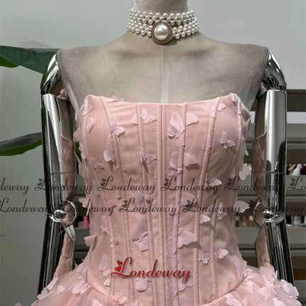 Londeway Strapless 3D Petal A-Line Mini Dress — Custom Fit for Homecoming, Prom & Cocktail